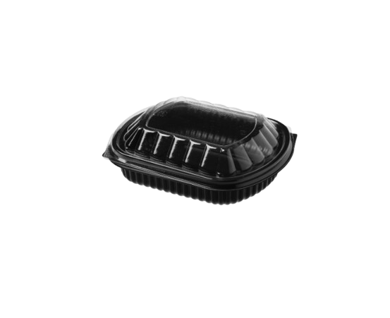 Black Dishes With Clear Lid For Microwave - Pack of 50