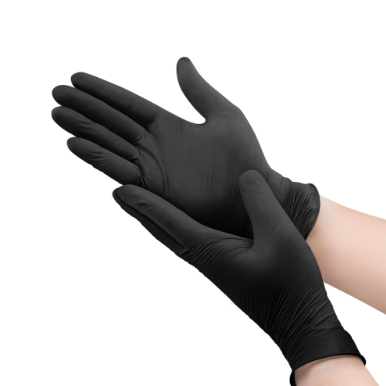 [12716] Latex Examination Gloves Free Powder, Large Black - 100pcs