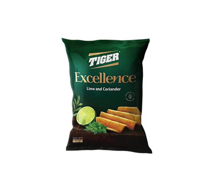 Tiger Excellence Lime & Coriander Chips - 85-75g Pack of 12