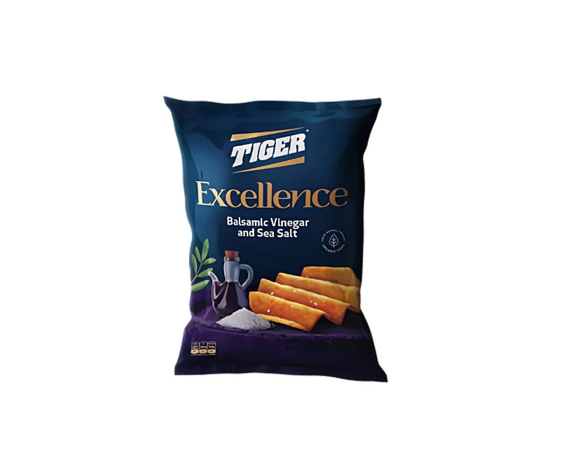 Tiger Excellence Balsamic Vinegar & Sea Salt Chips - 75-85g Pack of 12