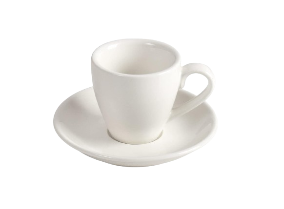[14744] White Coffee Cup plus plate