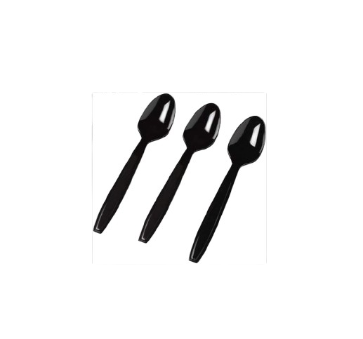 [14743] Disposable - Plastic spoon large Black - 50 pc