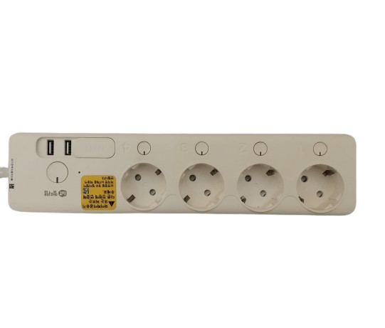 [15830] Power Strip 4 Outlets With Switch and 2 USB ports - 3m