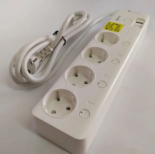 Power Strip 4 Outlets With Switch and 2 USB ports - 3m