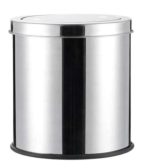 [17343] Stainless steel trash basket, 16 liters, flip lid fan trash can.