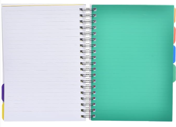 B5 Spiral Notebook with Dividers, 80 Sheets 