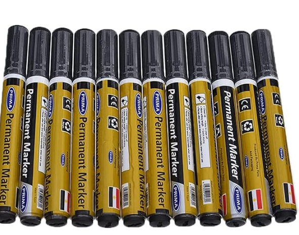 Prima permanent marker - Black - 12 Pens