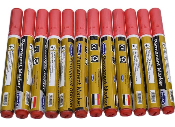 Prima permanent marker - Red - 12 Pens