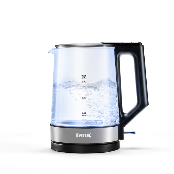 [16828] Tank Glass Kettle, 1.7L Capacity, 1850 Watts, Black,  KG-2318 - 2 Year Warranty