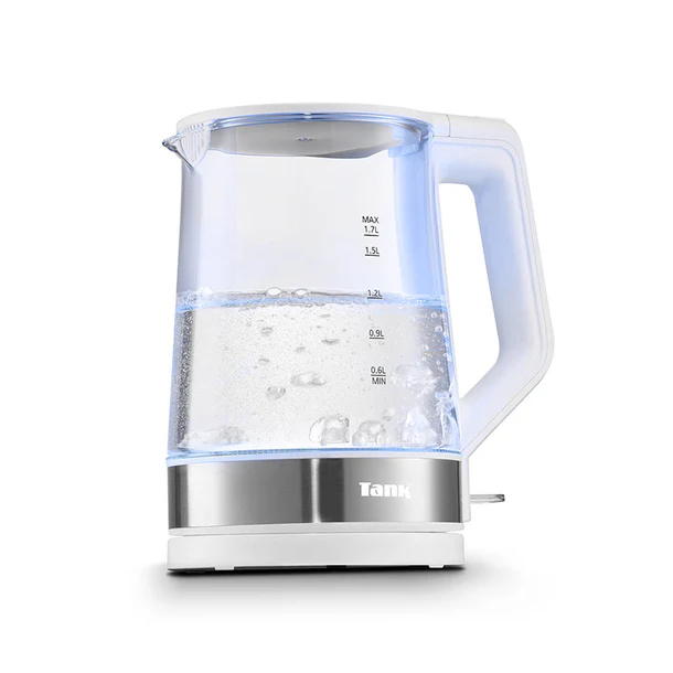 [16832] Tank Glass Kettle, 1.7L Capacity, 1850 Watts, White,  KG-2318 - 2 Year Warranty