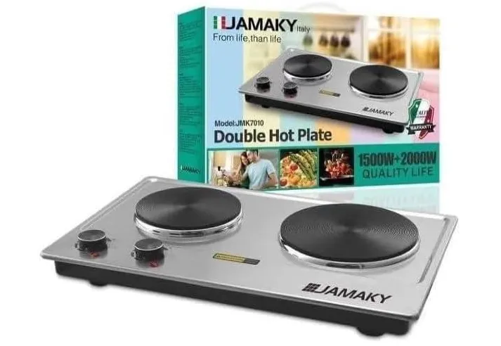 Jamaky Flat Electric Heater 2 Eyes Stainless Steel 3500W