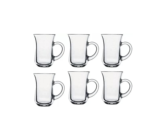 [14741] Pasabahce Estekana Turkish Tea Set 145ml with hand - Pack of 6