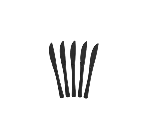 [14742] Disposable Plastic Knife Black - 50 Pc