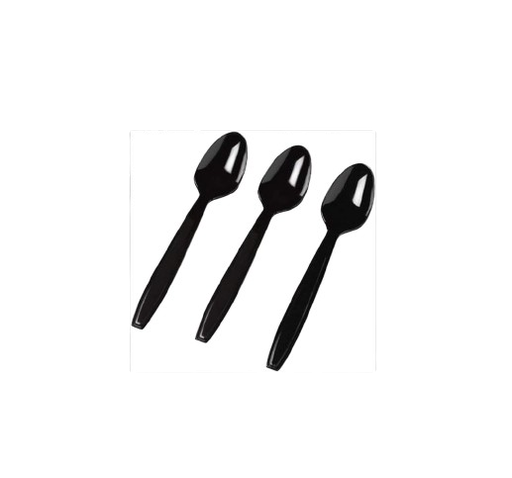 [14743] Disposable - Plastic spoon large Black - 50 pcs